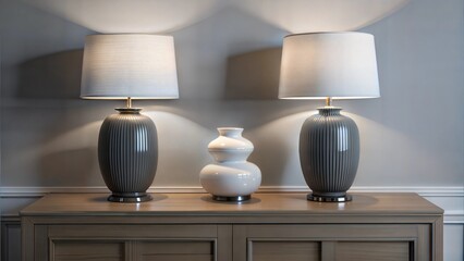 on the sideboard are two anthracite white ceramic