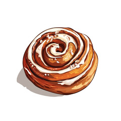 Cinnamon roll, simple minimalistic vector logo isolated on white background. Cinnamon roll with cream. Illustration