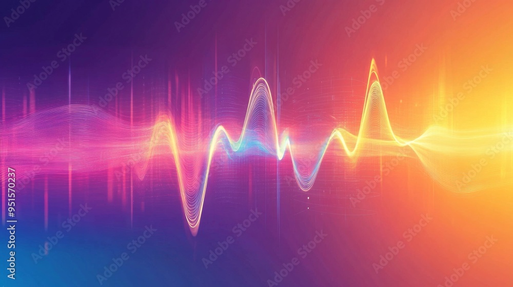 Poster An illustration of a heart rate waveform with smooth, flowing lines and a color gradient, symbolizing health and vitality.