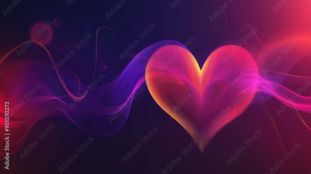 Leinwandbilder an illustration of a heart rate waveform with smooth, flowing lines and a color gradient, symbolizin