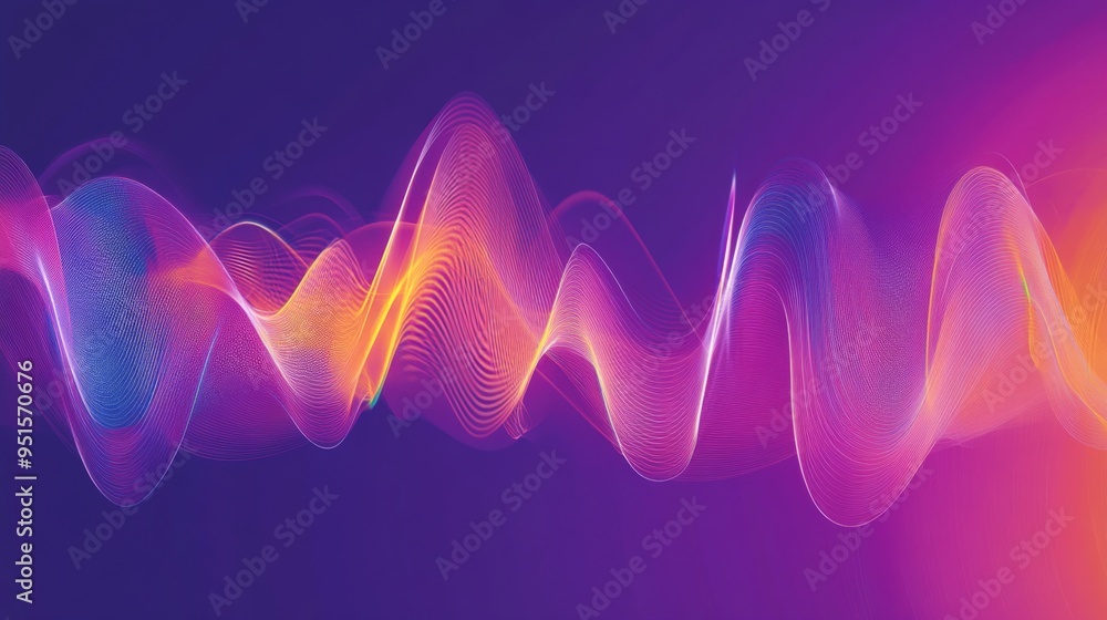 Poster an illustration of a heart rate waveform with smooth, flowing lines and a color gradient, symbolizin