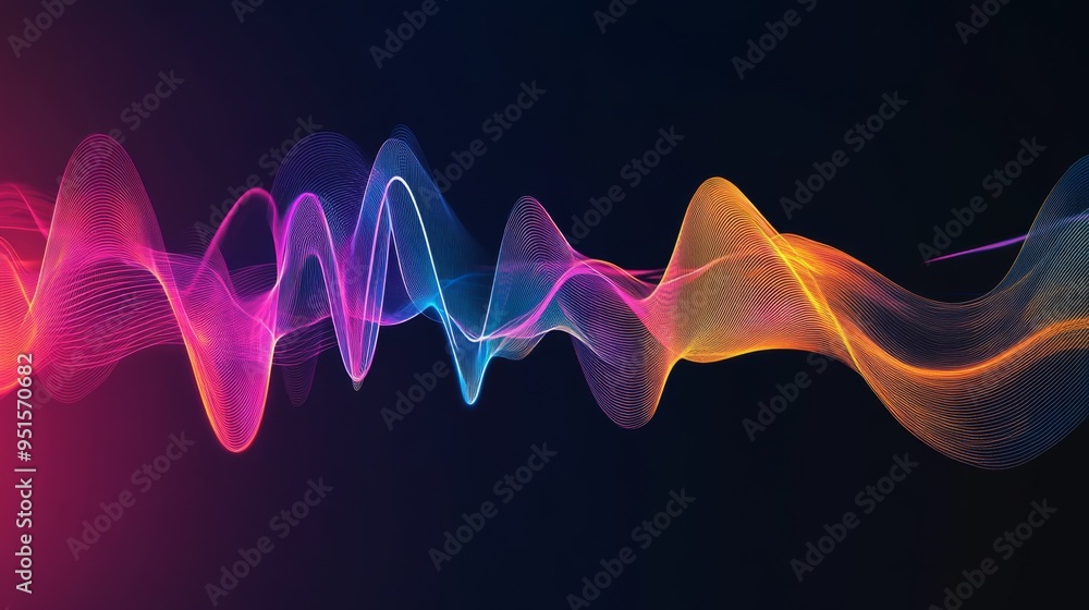 Aufkleber An illustration of a heart rate waveform with smooth, flowing lines and a color gradient, symbolizing health and vitality.