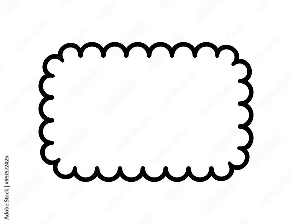 Poster rectangle scalloped frame. scalloped edge square shape border. simple label and sticker form. flower