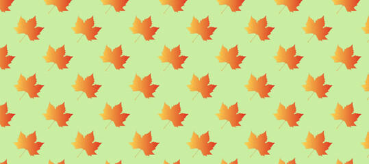 Yellow and red autumn leaves in the green background