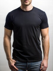 solid plain black t shirt on a man digital screen