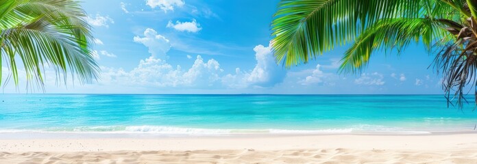 Tranquil Beach Scene with Lush Palm Trees