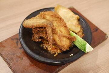 Indonesian food. It's fried chicken that cooked with special spice