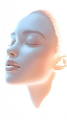 Radiant and Luminous Skin   Captivating Facial Portrait on Minimalist White Background