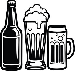 beer glass bottle vector, beer glass  icon symbol. beer vector illustration