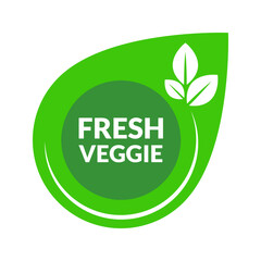 Fresh Veggie Organic Food Label Perfect to complement your designs, for product packaging labels, shops, places dealing with natural products non animal and vegetarian.
