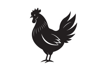 Chicken silhouette vector illustration, Chicken silhouette vector, Chicken silhouette line art