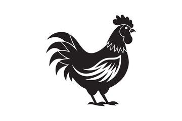 Chicken silhouette vector illustration, Chicken silhouette vector, Chicken silhouette line art