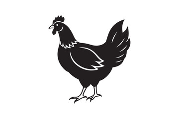 Chicken silhouette vector illustration, Chicken silhouette vector, Chicken silhouette line art