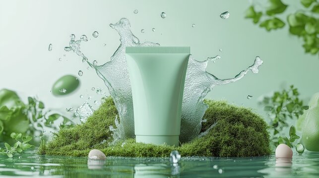 Natural foot cream products photo shoot with moss