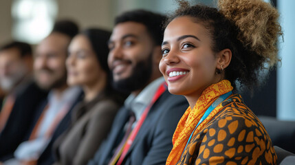 Diverse Group of Multicultural Professionals Attentively Listening to a Presentation at a Conference