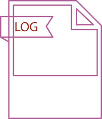 LOG File format icon black outline and light color text