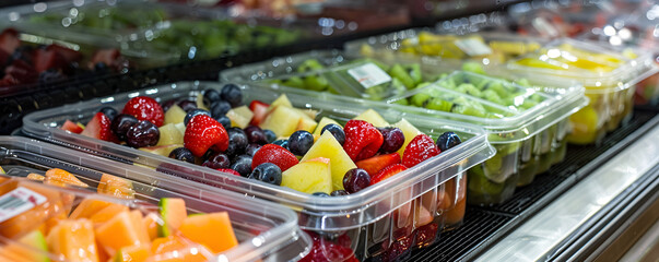 Fresh Fruit Salad Containers in Grocery Display