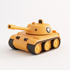3D cartoon, a tank, on a solid white background