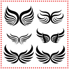 Sleek Wing Icons  Versatile Designs for Flight, Liberty, and Divine Inspiration Themes