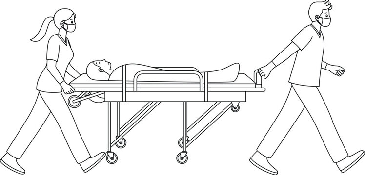 medical staff carrying patient on stretcher clip art preview