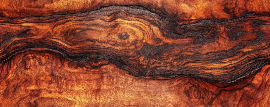 Fine cocobolo wood with rich reddish tones and intricate grain, perfect for luxury knife handles, luxury wood texture, artisan refinement