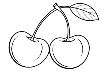Cherry with leaf line art 