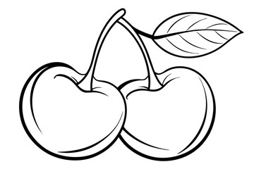 Cherry with leaf line art 