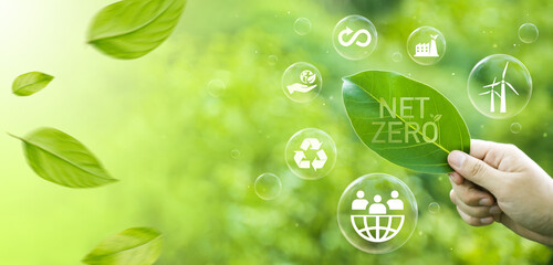 Sustainable Green Building, Eco-friendly Building, Future Green Business Concept, 2050 Environmental Sustainability Goals, White Building Shape.