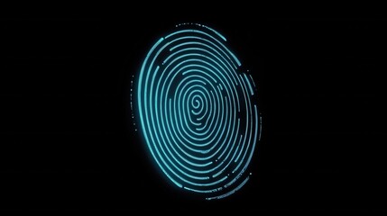 Fototapeta premium Futuristic Digital Fingerprint on Black Background Representing Cybersecurity and Biometric Technology