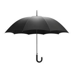 A sleek black umbrella open against a clean background, perfect for rain protection and stylish outdoor accessories.