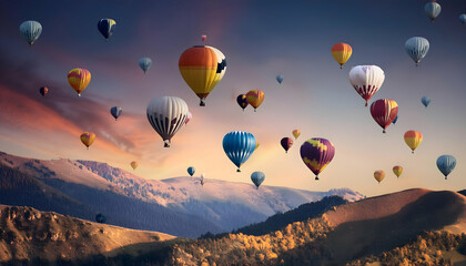 hot air balloon at sunrise