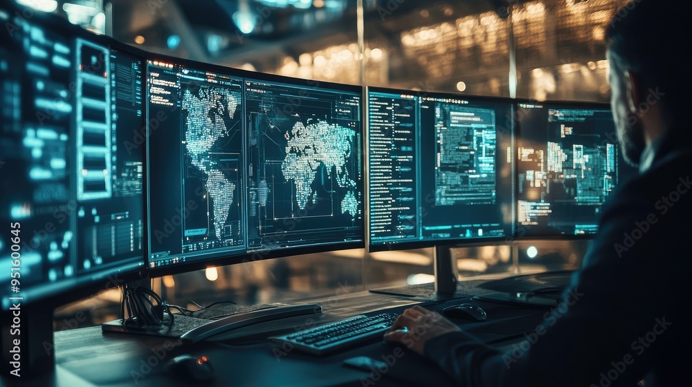 Poster cyber security and data protection, internet network security
