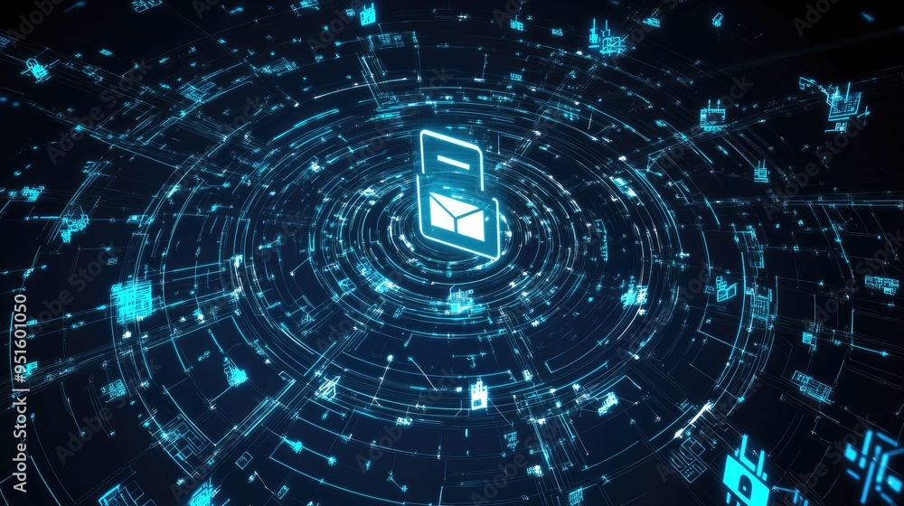 Poster cyber security and data protection, internet network security