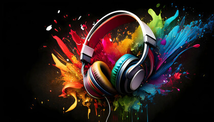 background with headphones