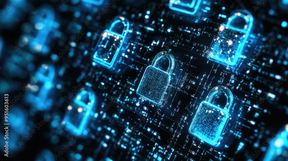 Poster cyber security and data protection, internet network security