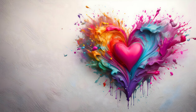 abstract watercolor heart splesh