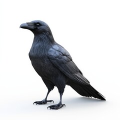 Fototapeta premium Black Raven Isolated on White Background.