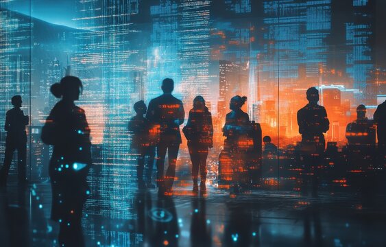 Business event brings together diverse team with tech elements