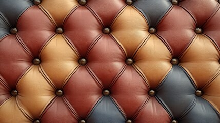 Brown  Beige and Blue Tufted Leather Upholstery Texture