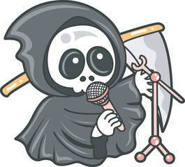 Illustration of cute skull ghost icon.
Funny skull ghost in activities stickers.
Angel of death cute elements.