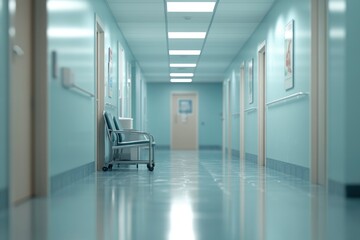 Hospital hallway, reception clinic. Unfocused background with generative ai