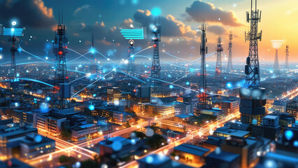 Fototapeta premium Global Network: Illustration of an Internet Tower