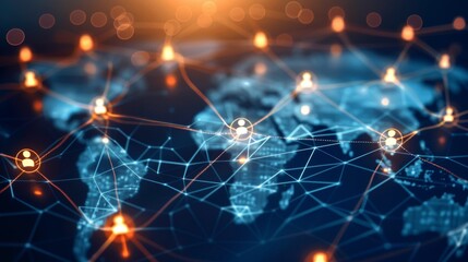 Global business structure of networking. Analysis and data exchange customer connection, HR recruitment and global outsourcing, Customer service, Teamwork, Strategy, Technology and social network