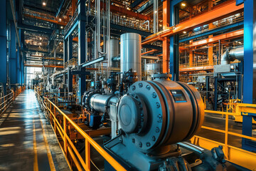 An AIpowered predictive maintenance system in a hightech industrial setting, symbolizing efficiency and reliability through AI