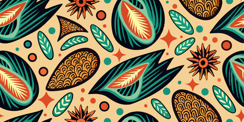 Fototapeta premium groovy abstract shape grains seamless pattern vintage retro style pattern