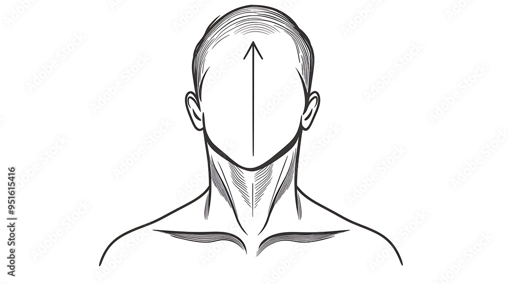 Poster elegant minimalist neck and shoulders line art with inward pointing arrows - clean flat vector desig
