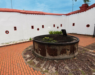 Naklejka premium red wall in Malacca City, Malacca, Malaysia