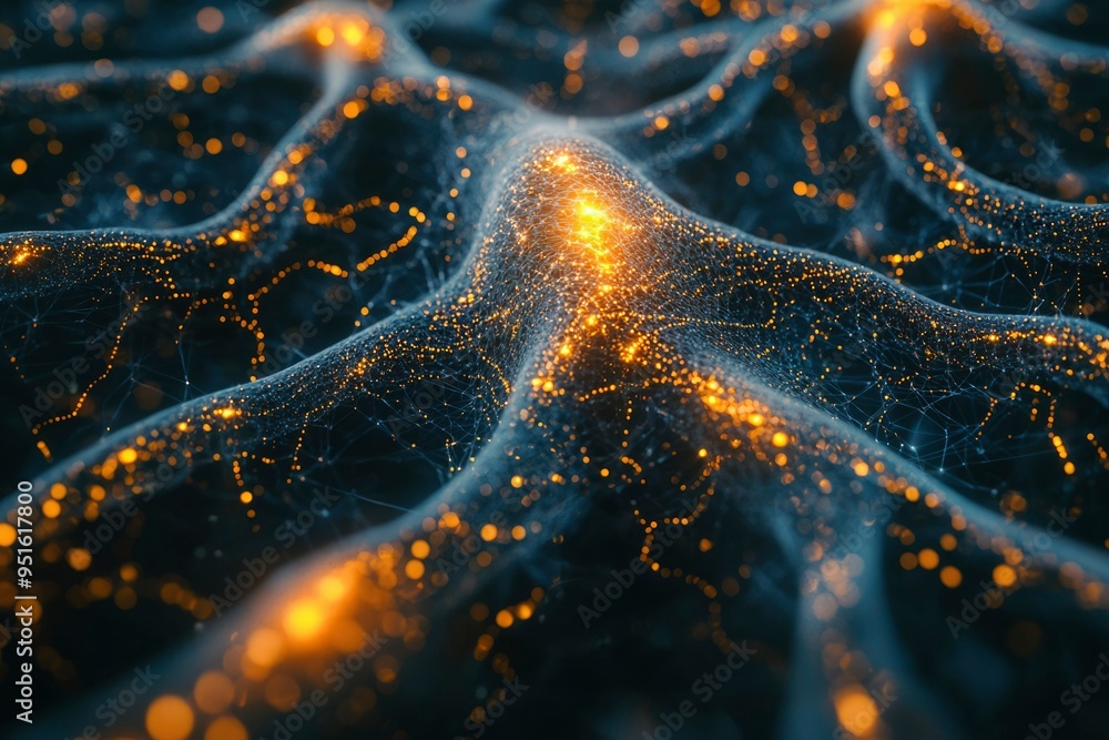 Poster abstract network with glowing points and lines