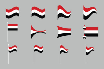 Flag of Yemen Set, original and simple Yemen flag Bundle, vector illustration of Yemen flag Collection
