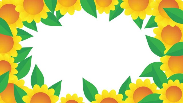 cheerful sunflower frame animation. alpha channel background isolation. looping animation